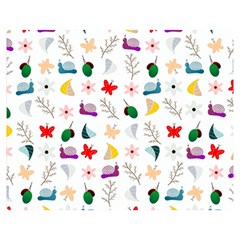 Snails Butterflies Pattern Seamless Two Sides Premium Plush Fleece Blanket (teen Size)