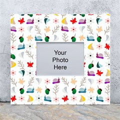 Snails Butterflies Pattern Seamless White Wall Photo Frame 5  X 7  by Maspions