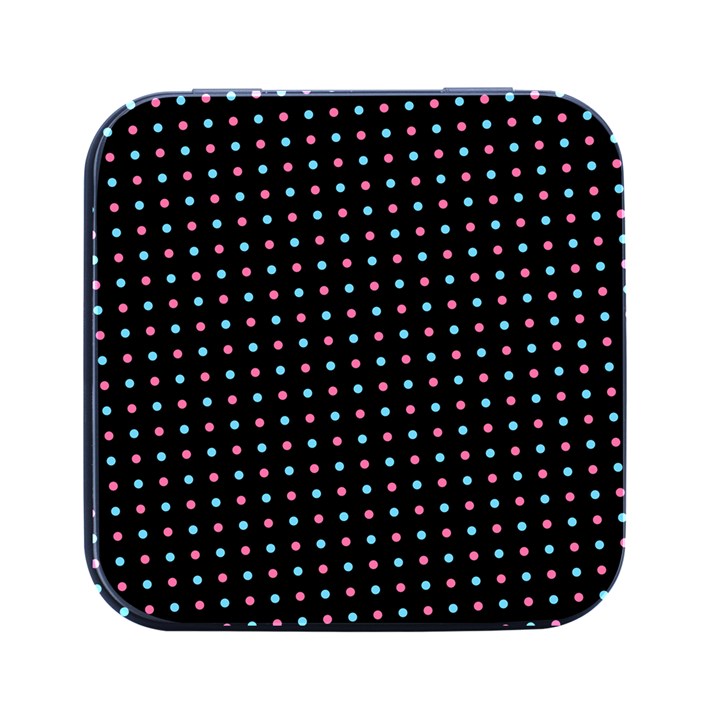 Pattern Dots Dot Seamless Square Metal Box (Black)