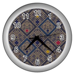 Pattern Seamless Antique Luxury Wall Clock (silver)