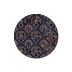 Pattern Seamless Antique Luxury Rubber Round Coaster (4 Pack)