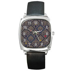 Pattern Seamless Antique Luxury Square Metal Watch