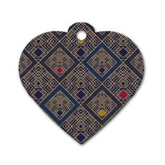 Pattern Seamless Antique Luxury Dog Tag Heart (one Side)