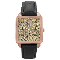 Marble Texture Pattern Seamless Rose Gold Leather Watch 