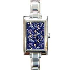 Night Moon Seamless Rectangle Italian Charm Watch