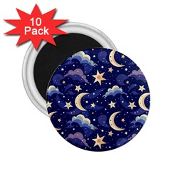 Night Moon Seamless 2 25  Magnets (10 Pack) 