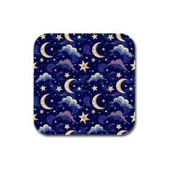 Night Moon Seamless Rubber Square Coaster (4 Pack)