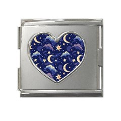 Night Moon Seamless Mega Link Heart Italian Charm (18mm)