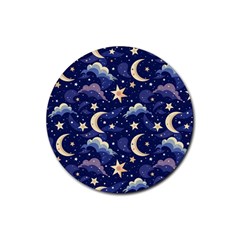 Night Moon Seamless Rubber Coaster (round)