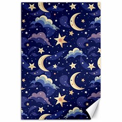 Night Moon Seamless Canvas 20  X 30 