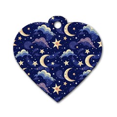 Night Moon Seamless Dog Tag Heart (one Side)