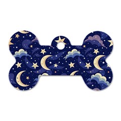 Night Moon Seamless Dog Tag Bone (two Sides)