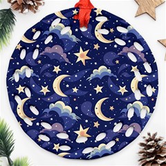 Night Moon Seamless Ornament (round Filigree)