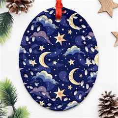 Night Moon Seamless Ornament (oval Filigree)