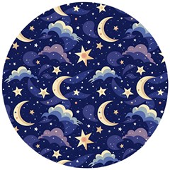 Night Moon Seamless Wooden Puzzle Round by Maspions