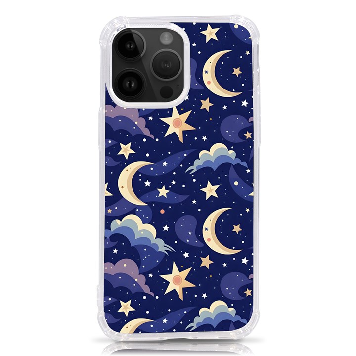 Night Moon Seamless iPhone 14 Pro Max TPU UV Print Case