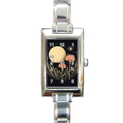 Flowers Space Rectangle Italian Charm Watch