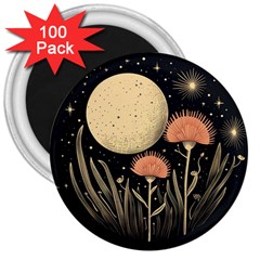 Flowers Space 3  Magnets (100 Pack)