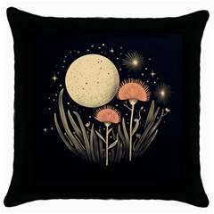 Flowers Space Throw Pillow Case (black)