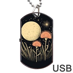 Flowers Space Dog Tag Usb Flash (two Sides)