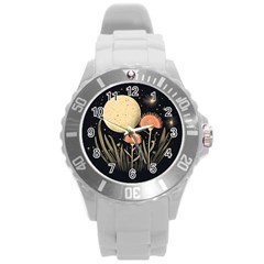 Flowers Space Round Plastic Sport Watch (l)