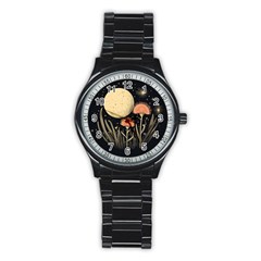 Flowers Space Stainless Steel Round Watch