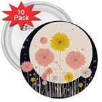 Space Flowers Universe Galaxy 3  Buttons (10 pack)  Front