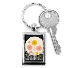 Space Flowers Universe Galaxy Key Chain (rectangle)