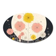 Space Flowers Universe Galaxy Oval Magnet