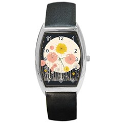 Space Flowers Universe Galaxy Barrel Style Metal Watch