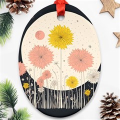 Space Flowers Universe Galaxy Oval Ornament (two Sides)