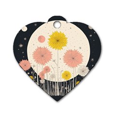 Space Flowers Universe Galaxy Dog Tag Heart (one Side)