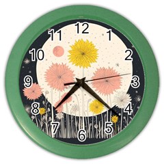 Space Flowers Universe Galaxy Color Wall Clock