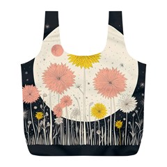 Space Flowers Universe Galaxy Full Print Recycle Bag (l)