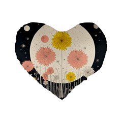 Space Flowers Universe Galaxy Standard 16  Premium Flano Heart Shape Cushions