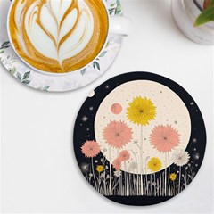 Space Flowers Universe Galaxy Uv Print Round Tile Coaster