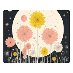 Space Flowers Universe Galaxy Premium Plush Fleece Blanket (large)