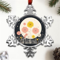 Space Flowers Universe Galaxy Metal Small Snowflake Ornament