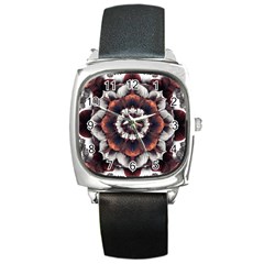 Mandala Design Pattern Square Metal Watch