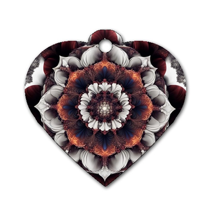 Mandala Design Pattern Dog Tag Heart (Two Sides)