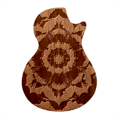 Mandala Design Pattern Guitar Shape Wood Guitar Pick Holder Case And Picks Set