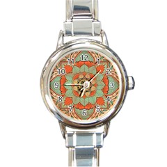 Mandala Floral Decorative Flower Round Italian Charm Watch