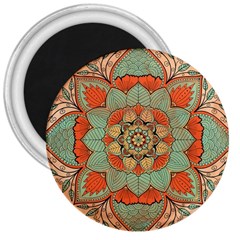 Mandala Floral Decorative Flower 3  Magnets