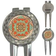 Mandala Floral Decorative Flower 3-in-1 Golf Divots