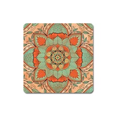 Mandala Floral Decorative Flower Square Magnet by Maspions