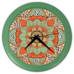 Mandala Floral Decorative Flower Color Wall Clock by Maspions