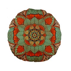 Mandala Floral Decorative Flower Standard 15  Premium Round Cushions