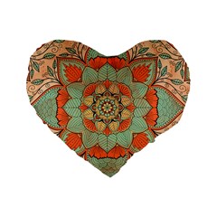 Mandala Floral Decorative Flower Standard 16  Premium Heart Shape Cushions