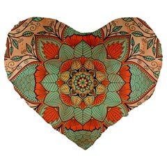 Mandala Floral Decorative Flower Large 19  Premium Heart Shape Cushions