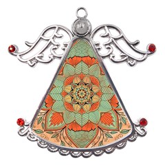 Mandala Floral Decorative Flower Metal Angel With Crystal Ornament by Maspions